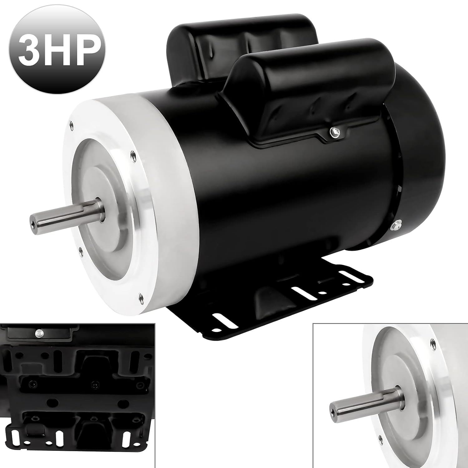 Motor eléctrico de 3HP Compresor 3450 RPM del motor eléctrico, monofásico 56C marco 208-230V 58″ eje 60Hz CWCCW TEFC