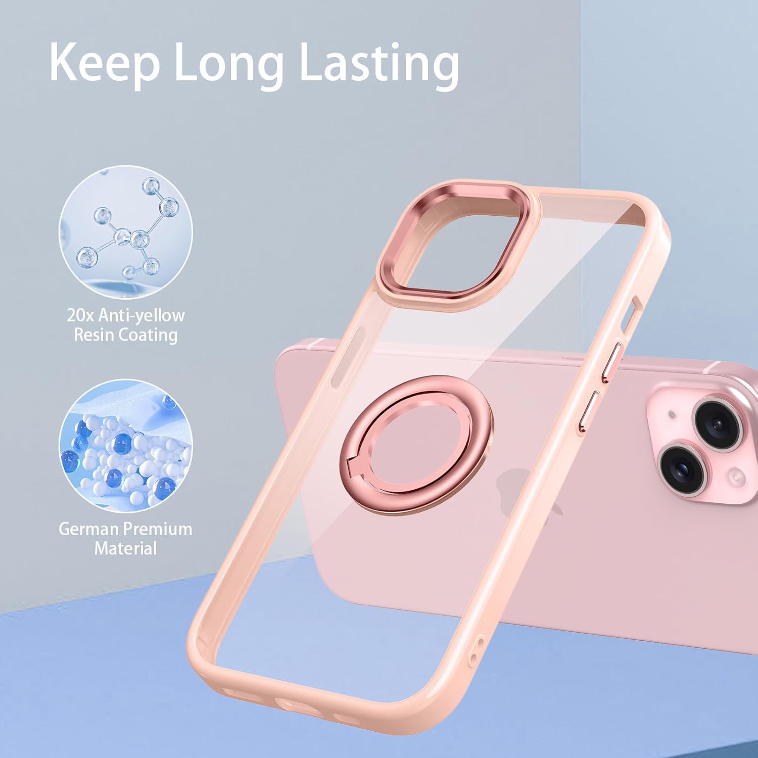 LONTECT Funda para iPhone 15 Plus a prueba de golpes, delgada, resistente a las caídas, cuerpo completo, transparente, carcasa protectora de
