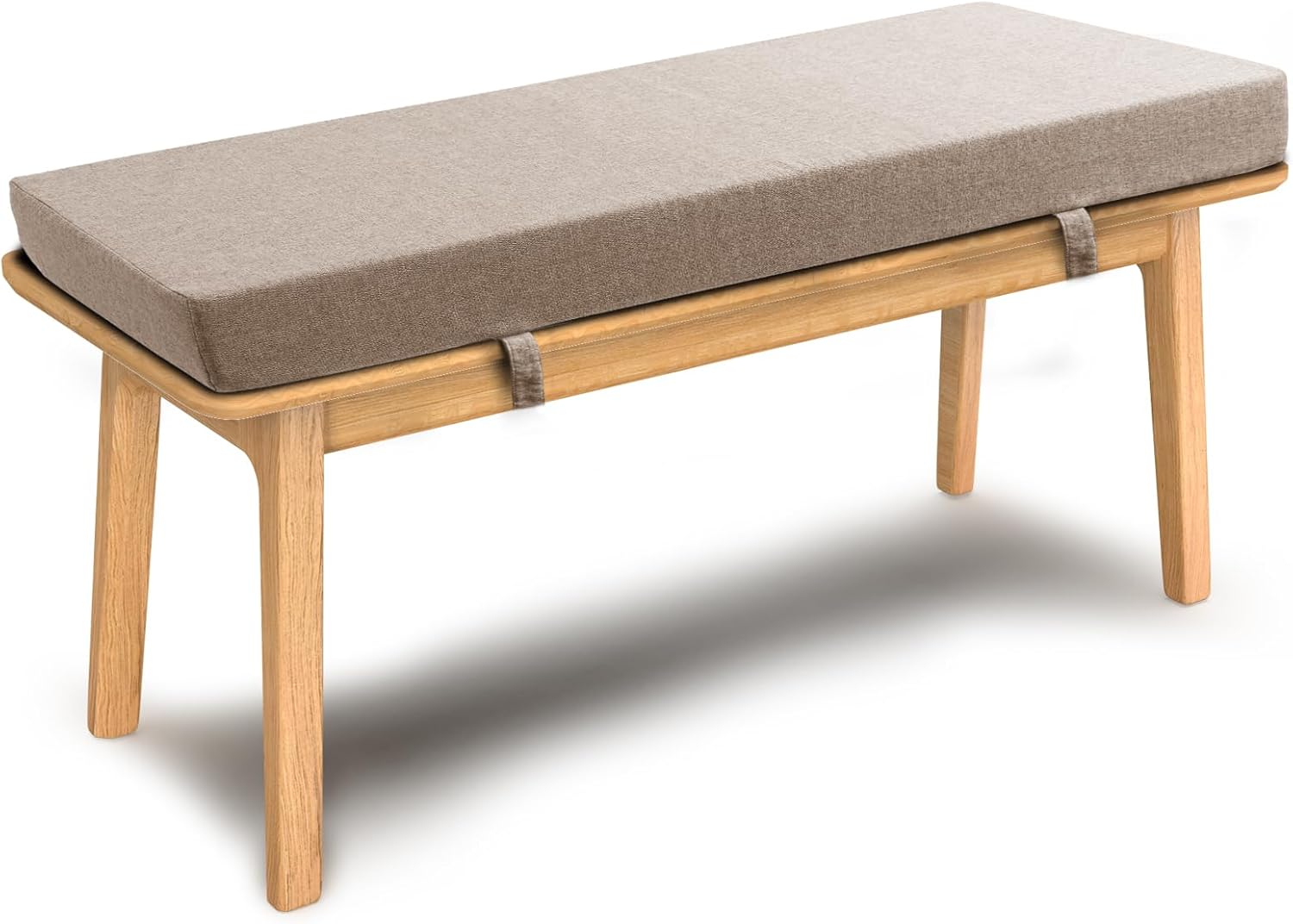 ROFIEJOX Cojín de banco de 48 pulgadas, tela de lino sintético, muebles de asiento largo para interiores y exteriores, espuma de alta densidad,