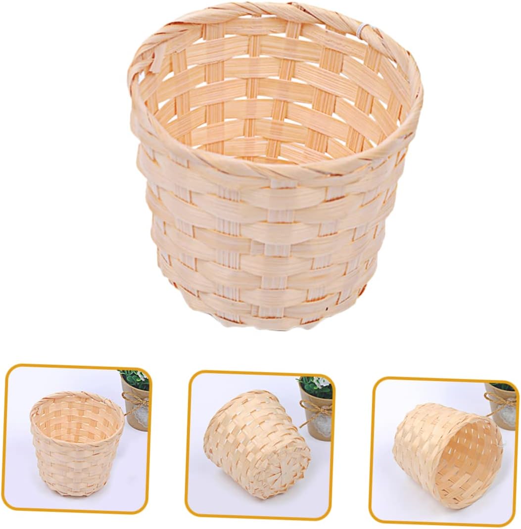 Cabilock Cesta de almacenamiento tejida redonda de 8 piezas, cesta tejida redonda, cesta de almacenamiento tejida, cesta de flores en miniatura,