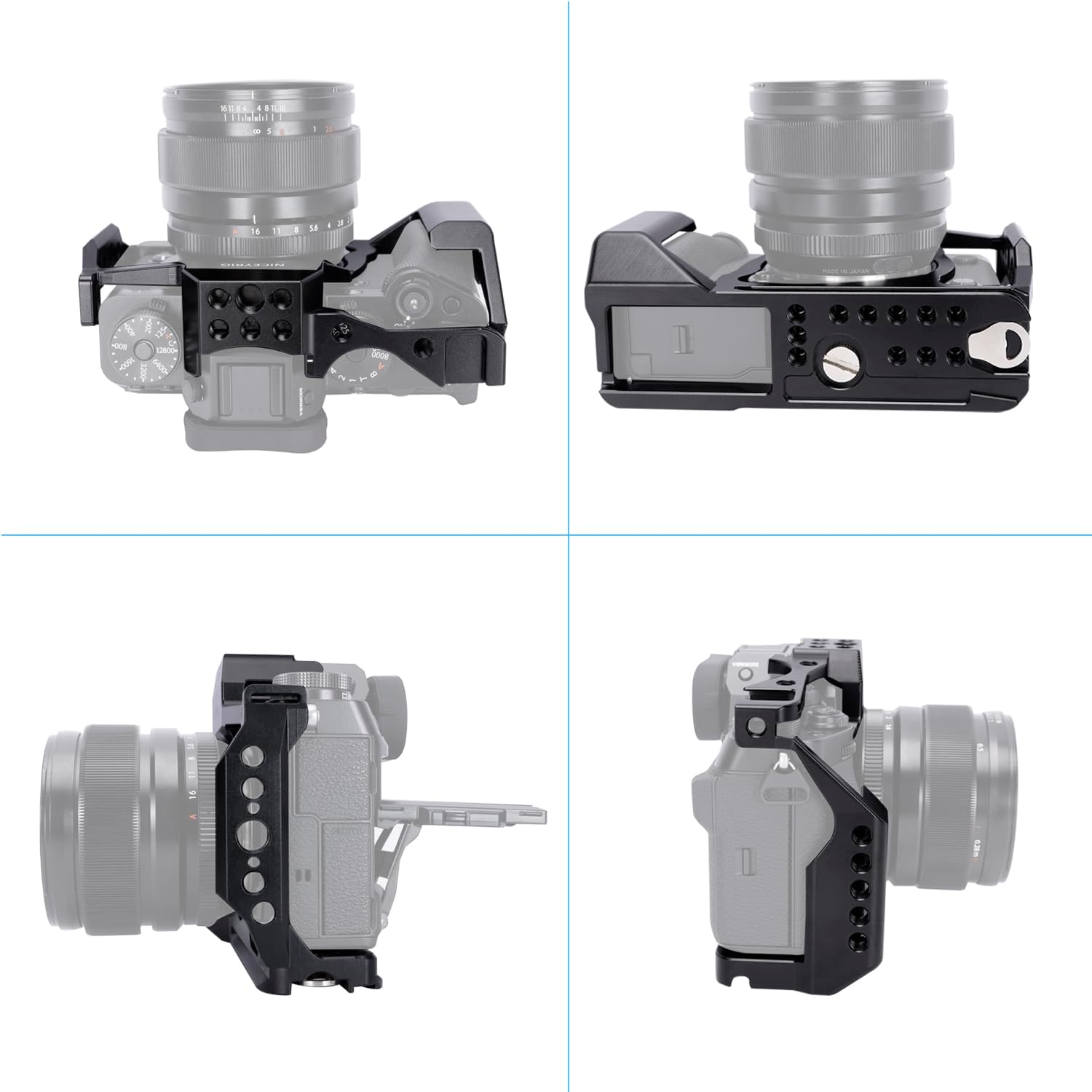 NICEYRIG Jaula completa para cámara sin espejo FUJIFILM XT-5 con empuñadura, placa de liberación rápida para Arca-Swiss, múltiples puntos de montaje