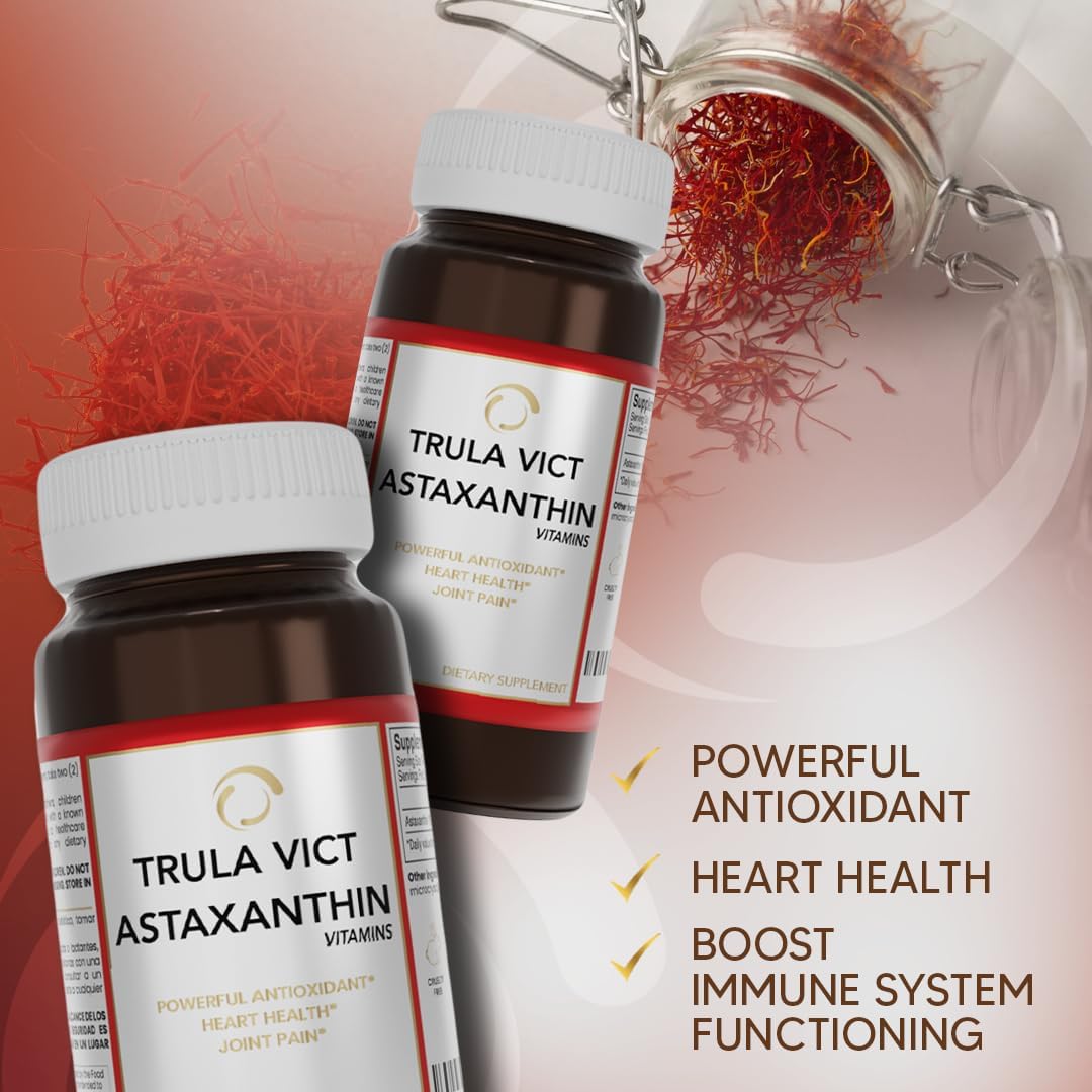 Cápsula de astaxantina, 50 mg 60 píldoras. Antioxidante premium – Suplemento de nutrición deportiva e inmunidad – Apoya la salud ocular, articular y