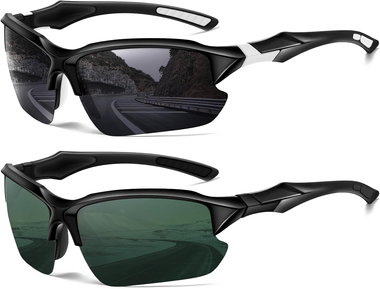 Gafas de sol polarizadas deportivas para hombres, ciclismo, correr, pesca, protección UV, gafas de sol ligeras de medio marco