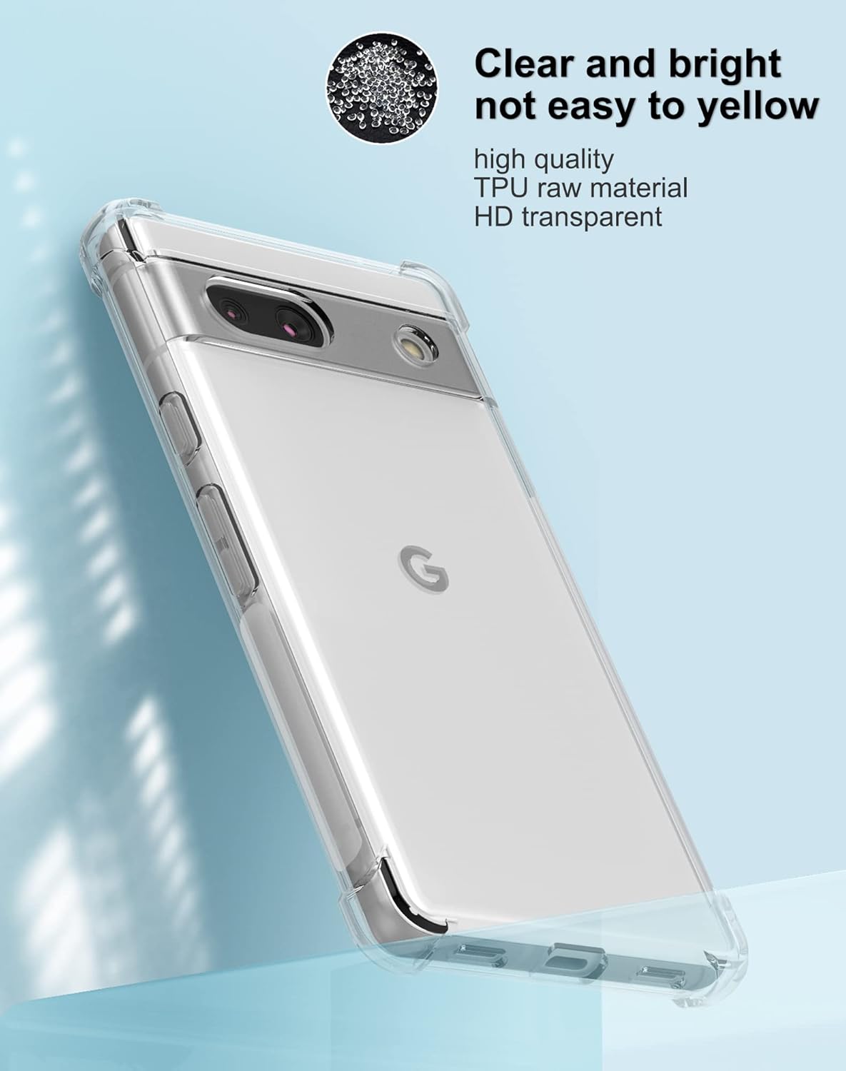 Foluu Funda para Google Pixel 7a, Pixel 7a, transparente, esquinas reforzadas resistentes a los arañazos, goma de poliuretano termoplástico, funda