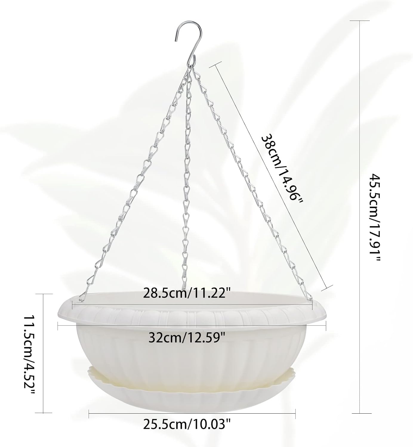 TITATI 6 macetas colgantes de 12.59 pulgadas para plantas al aire libre, macetas colgantes de interior con ganchos de bandeja de orificio de