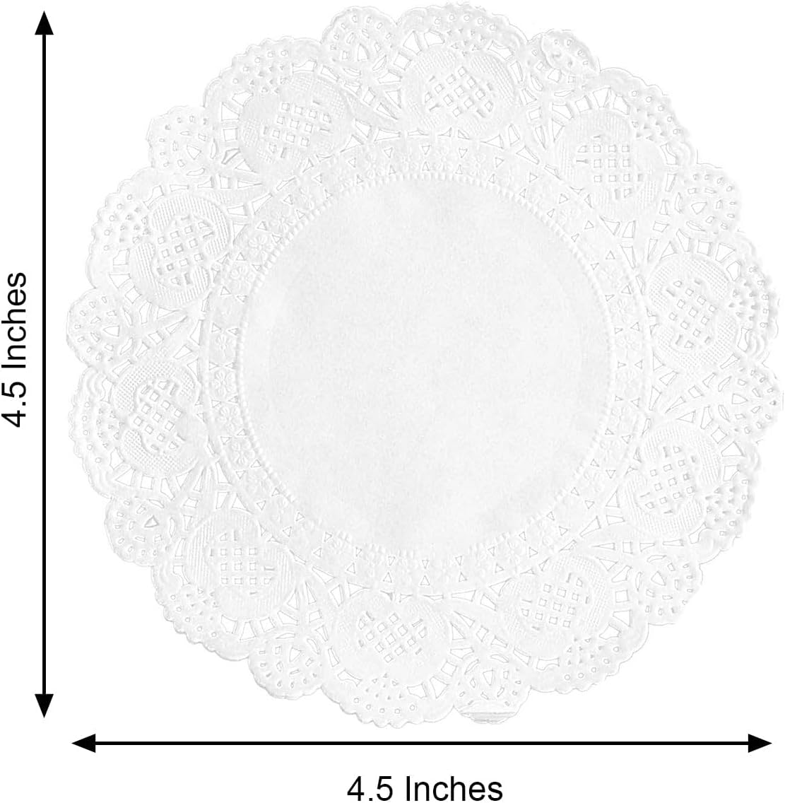 Efavormart – Juego de 100 manteles individuales redondos de papel blanco con encaje de grado alimenticio, 4 pulgadas