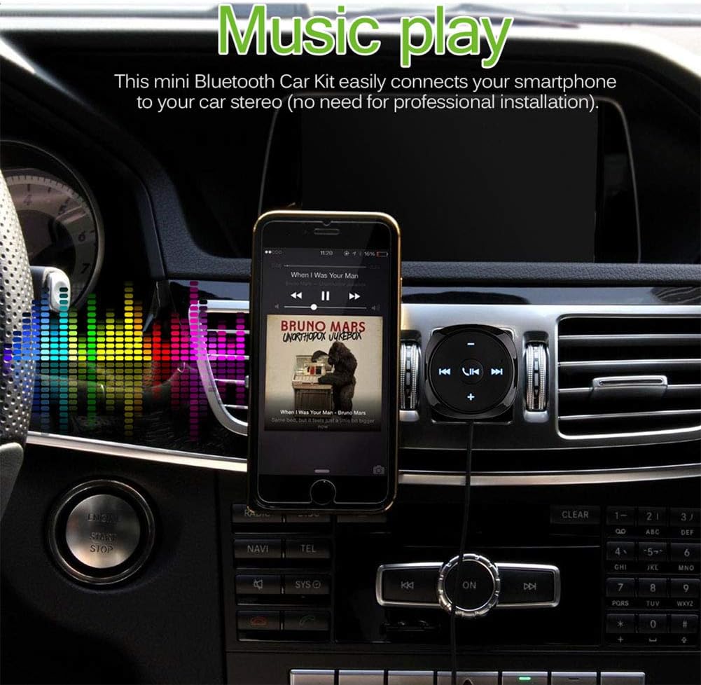 Transmisor FM Bluetooth para coche, inalámbrico Bluetooth 2.1 Kit de coche Receptor de llamadas manos libres 0.138 in AUX Audio Music Adapter