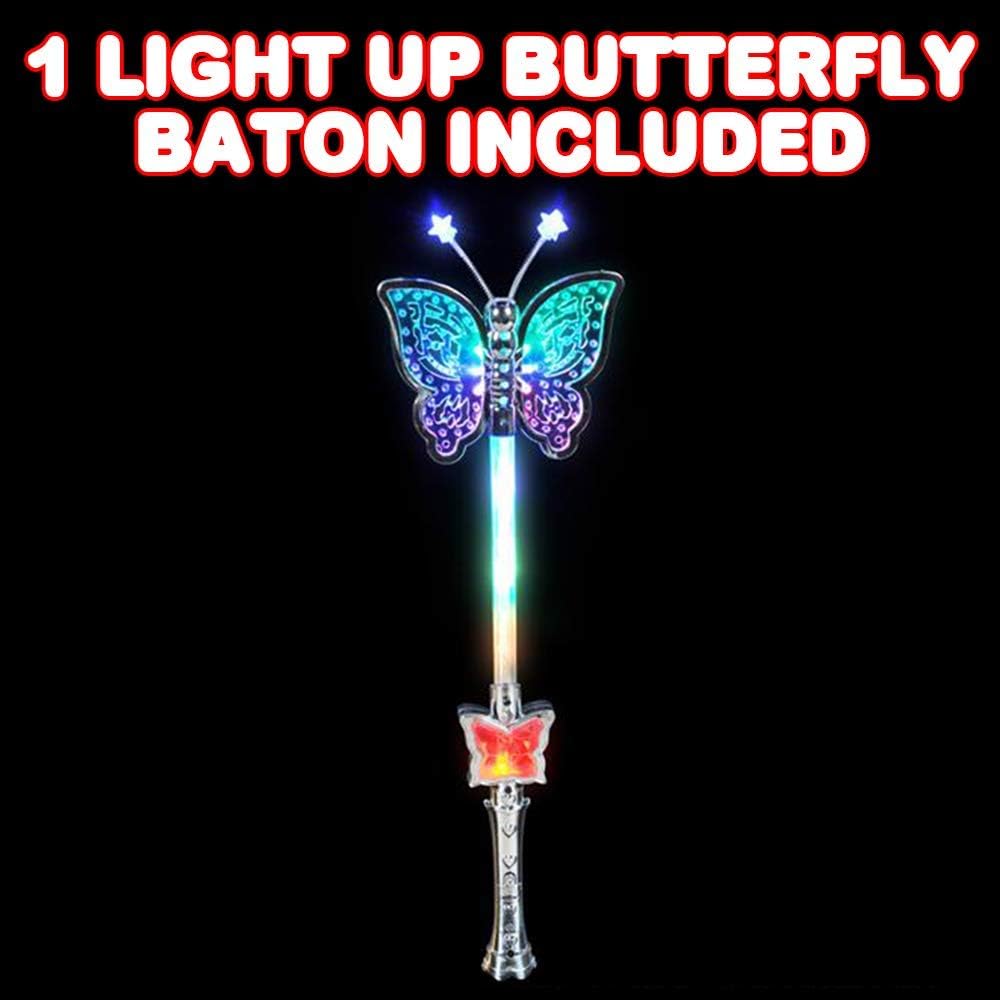 ArtCreativity Bastón de mariposa giratorio multicolor con mango LED, varita de mariposa iluminada de 16 pulgadas para niños, divertido accesorio de