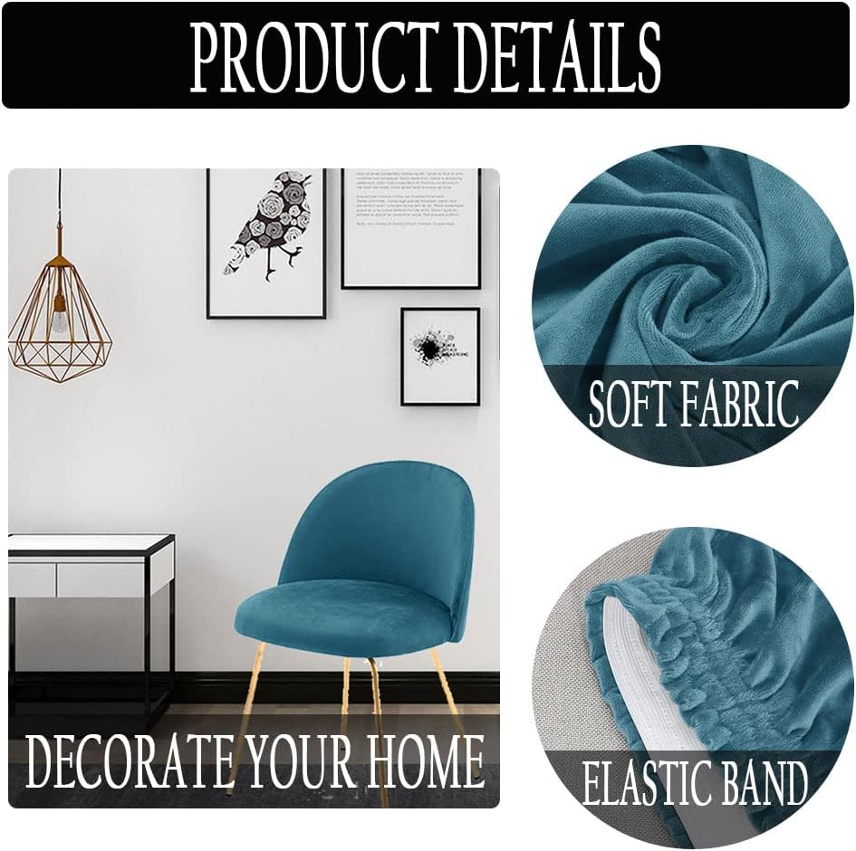 FELENIW Juego de 4 fundas elásticas de terciopelo con respaldo redondo para silla de comedor, extraíbles y curvadas con respaldo corto, sin brazos,