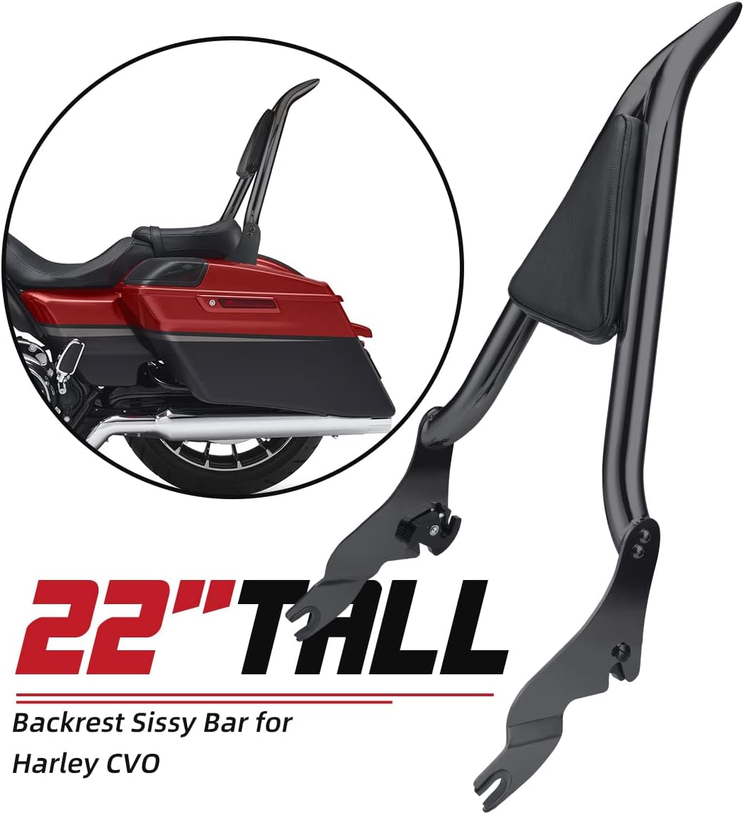 Respaldo de barra del acompañante trasero, respaldo de barra de sissy desmontable compatible con Harley Touring Street Glide Road King CVO 2009-2021