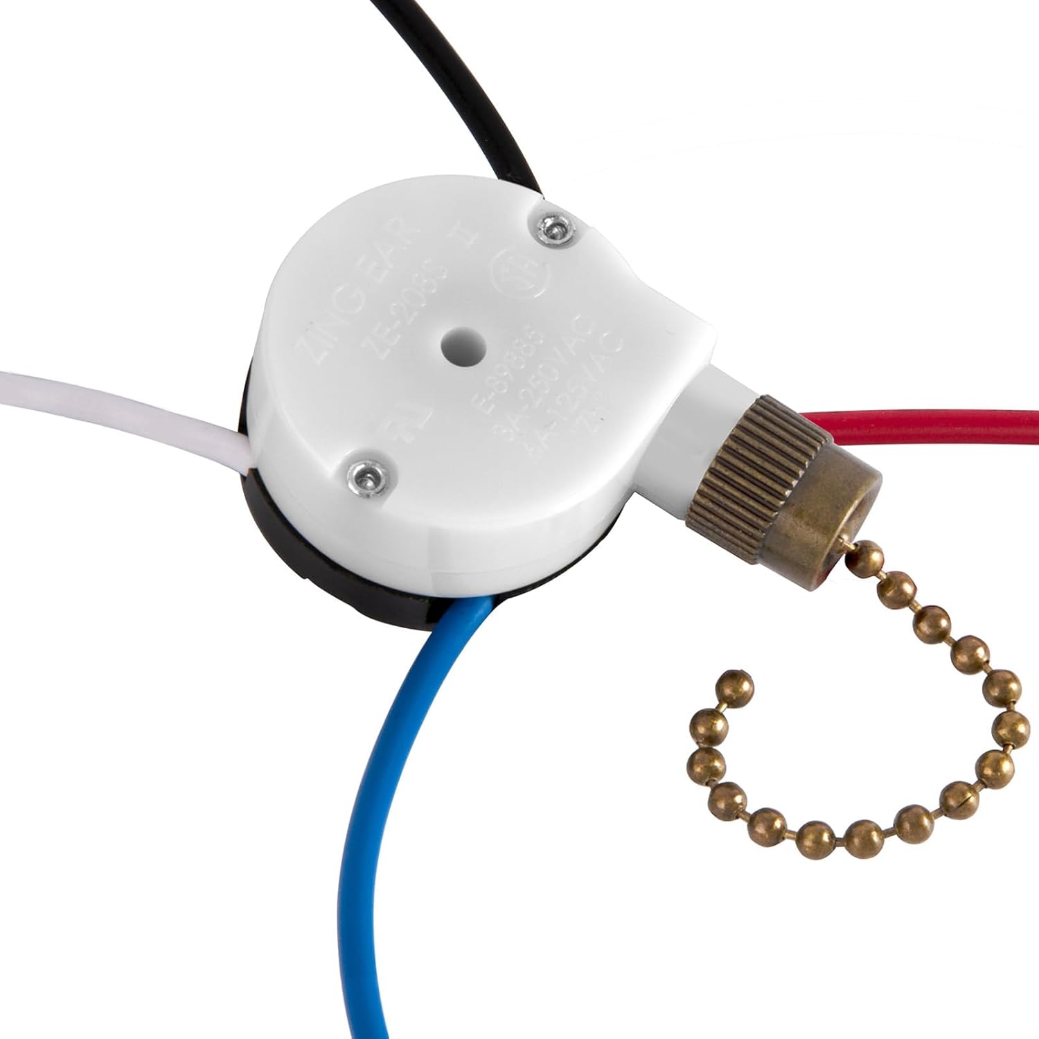 ZE-208s – Interruptor de ventilador de techo de 3 velocidades, con 4 cables preinstalados, compatible con reemplazo de interruptor de ventilador