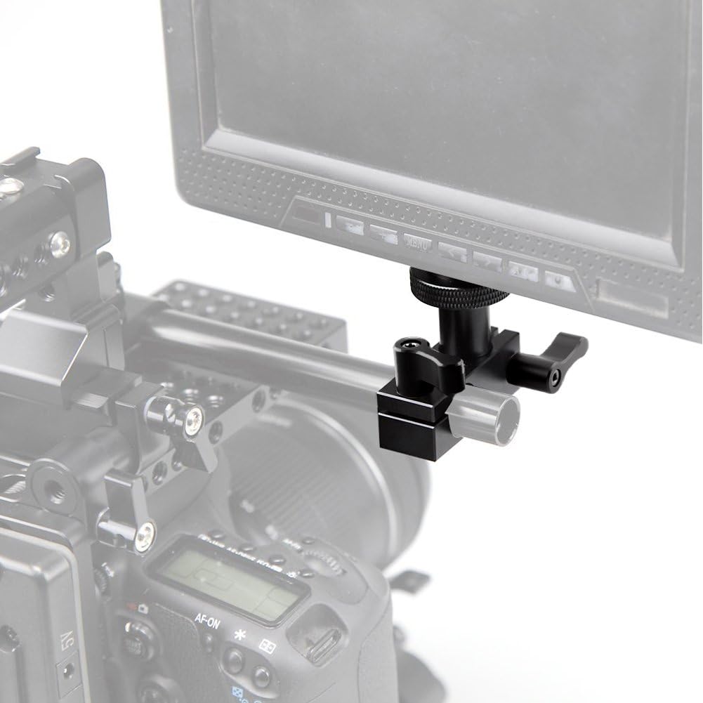 NICEYRIG Soporte de abrazadera de barra de bloque de riel de 0.591 in Ángulo de 90 grados para aparejo de hombro DSLR de varilla de 0.591 in
