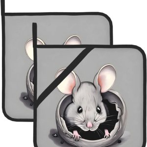 Juego de 2 soportes para ollas de ratas grises, almohadillas calientes antideslizantes para cocina, hornear, barbacoa, asar Juego de 2 soportes para ollas de ratas grises, almohadillas calientes antideslizantes para cocina, hornear, barbacoa, asar