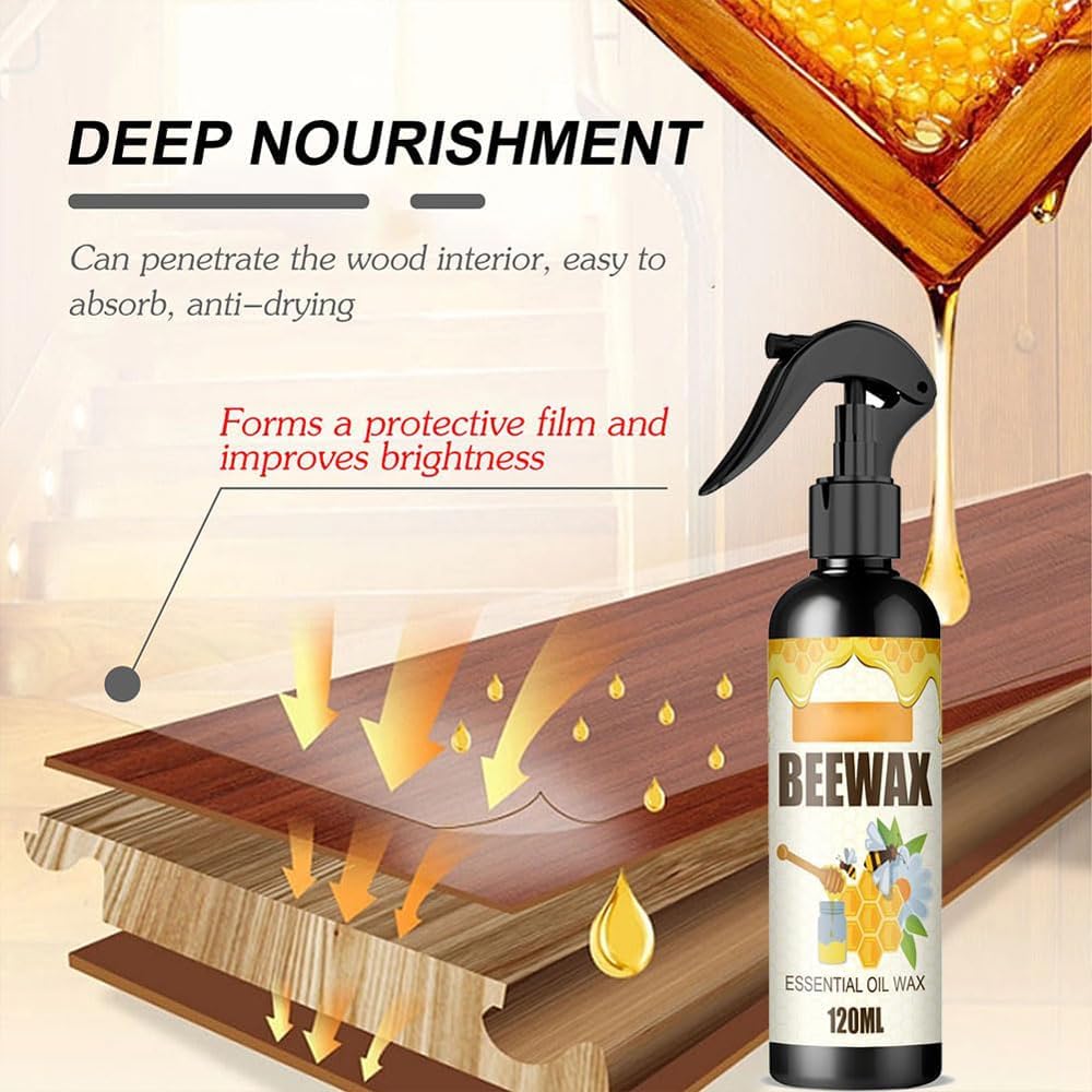 KCRPM Spray de cera de abeja natural micromolecularizada, aerosol de cera de abeja molecularizada, cera de abejas, esmalte y limpiador de muebles de
