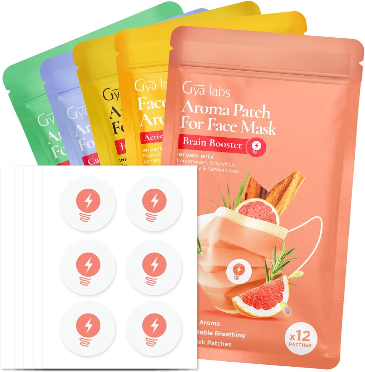Gya Labs Paquete combinado de calcomanías aromáticas para máscaras  100% puro aceite esencial natural calcomanías de aromaterapia para refrescar el