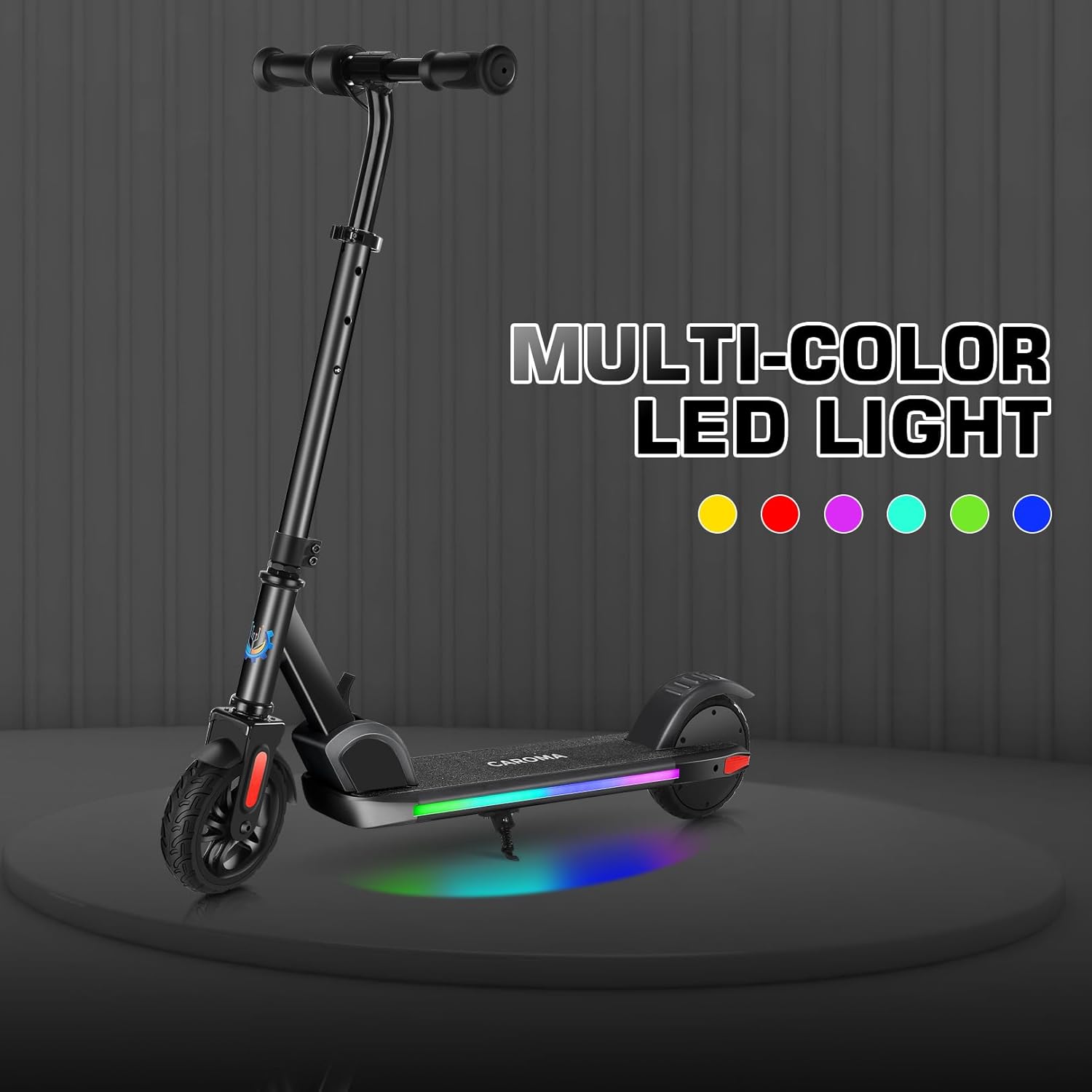 Caroma Patinete eléctrico E32E35 para niños, altura y velocidad ajustables, motor de 150 W, scooter eléctrico para niños de 6 a 12, 10 Mph y 7