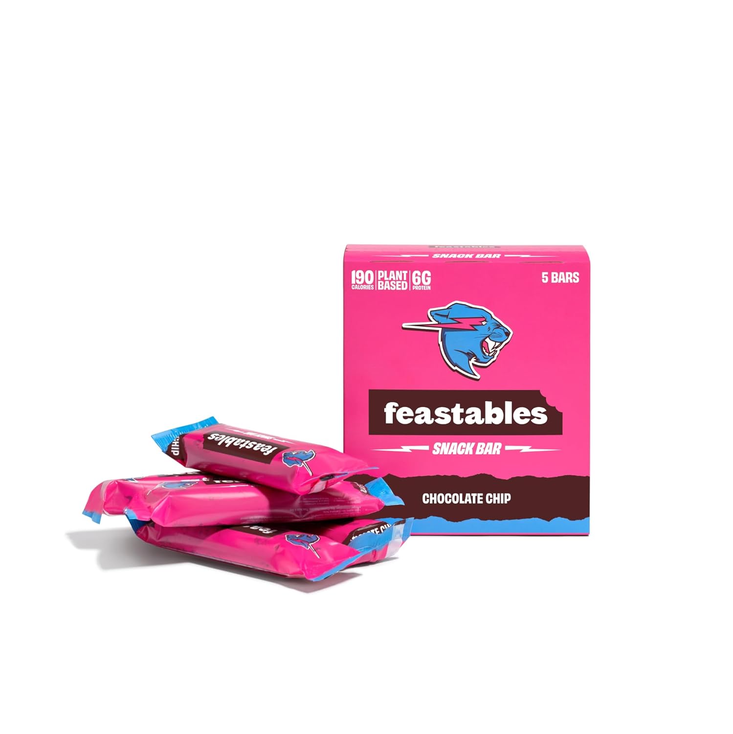 Feastables MrBeast – Barras de chocolate con chispas de chocolate (caja de 5 unidades, paquete de 6)