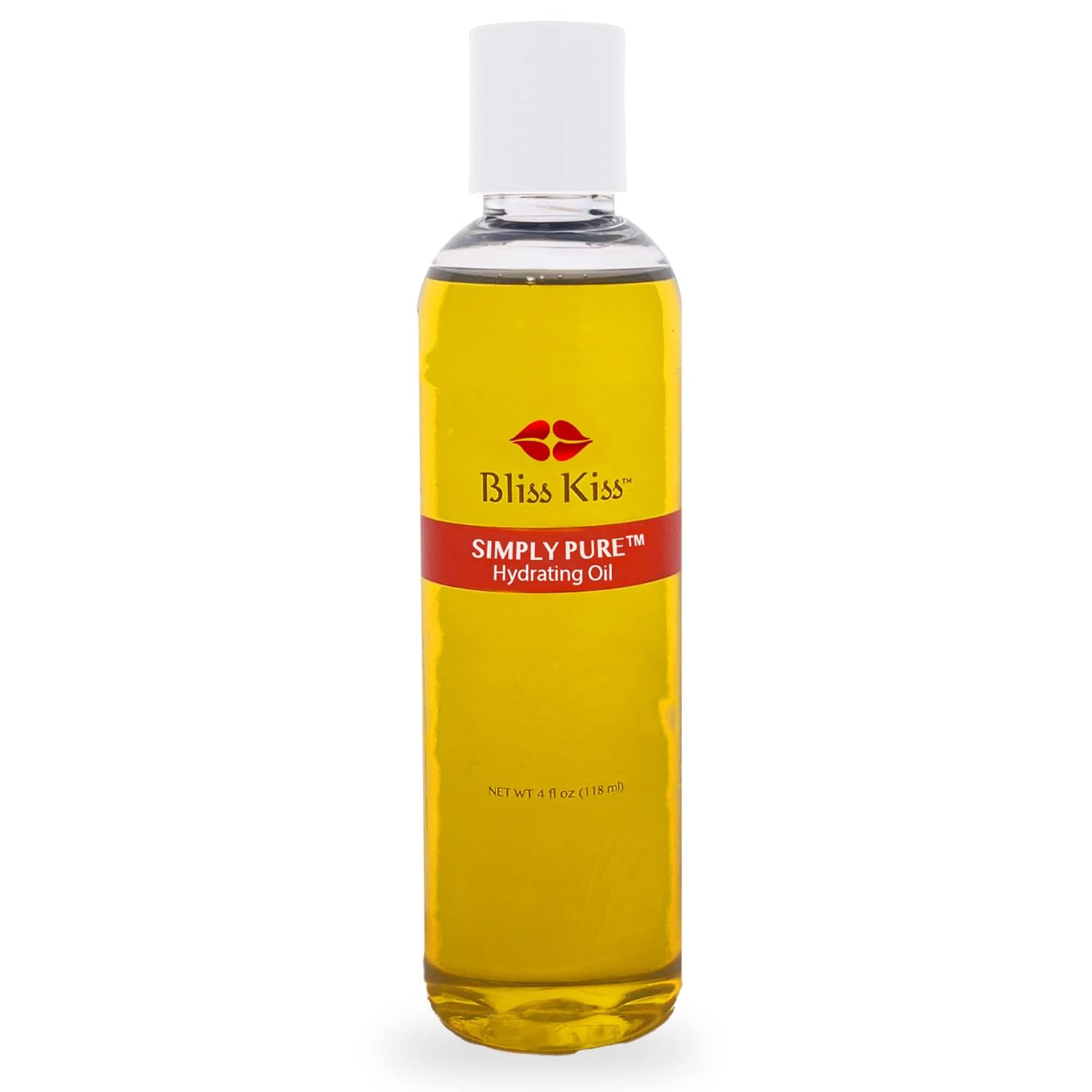 Bliss Kiss Sin fragancias  Aceite hidratante Simply Pure – Botella de 4 onzas con vitamina E y jojoba en uñas, cutículas, piel y cabello – Mejor