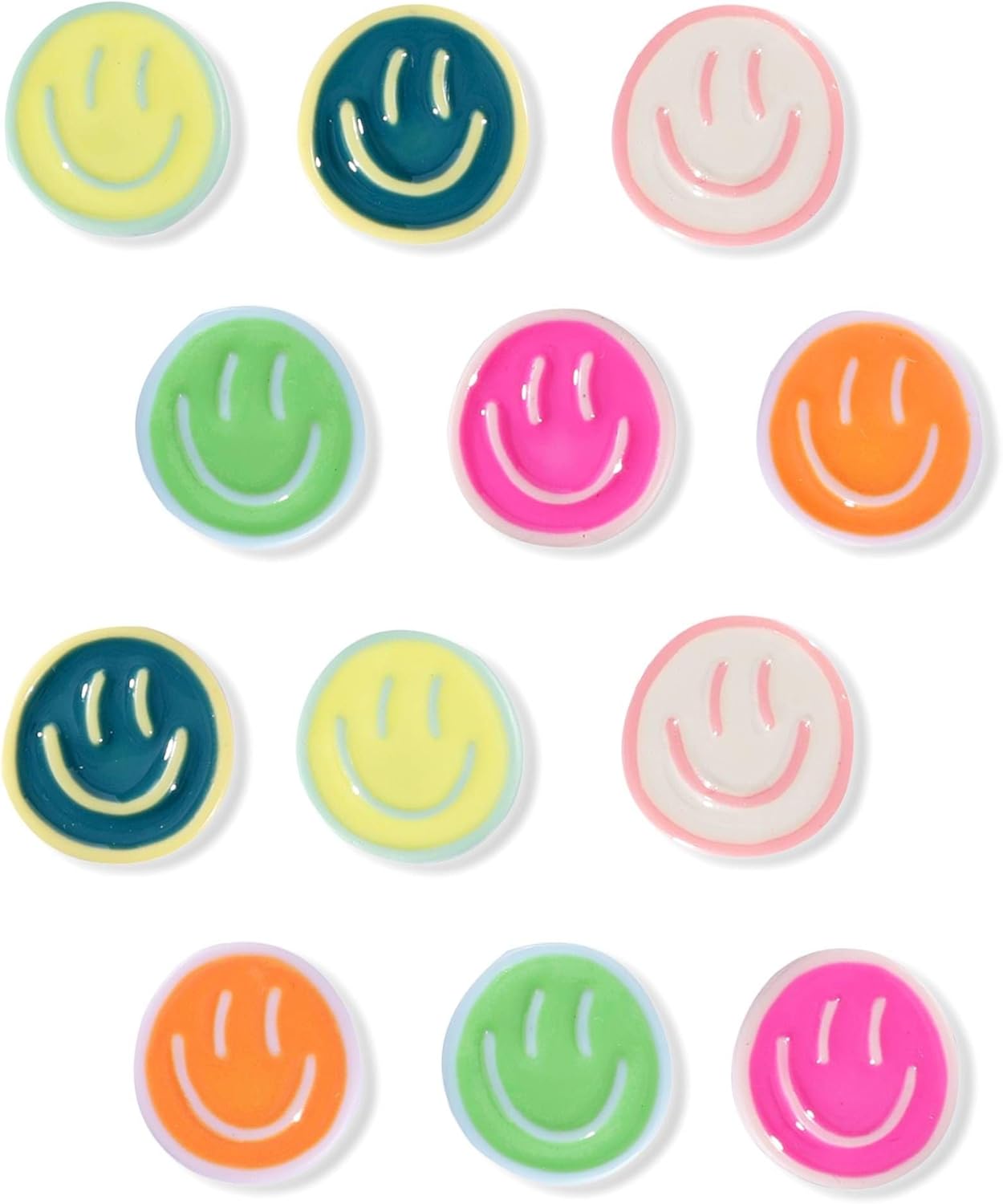 Mymazn 12 imanes de nevera, bonitos imanes para refrigerador, imanes coloridos para pizarra blanca, carita sonriente de resina, imanes decorativos