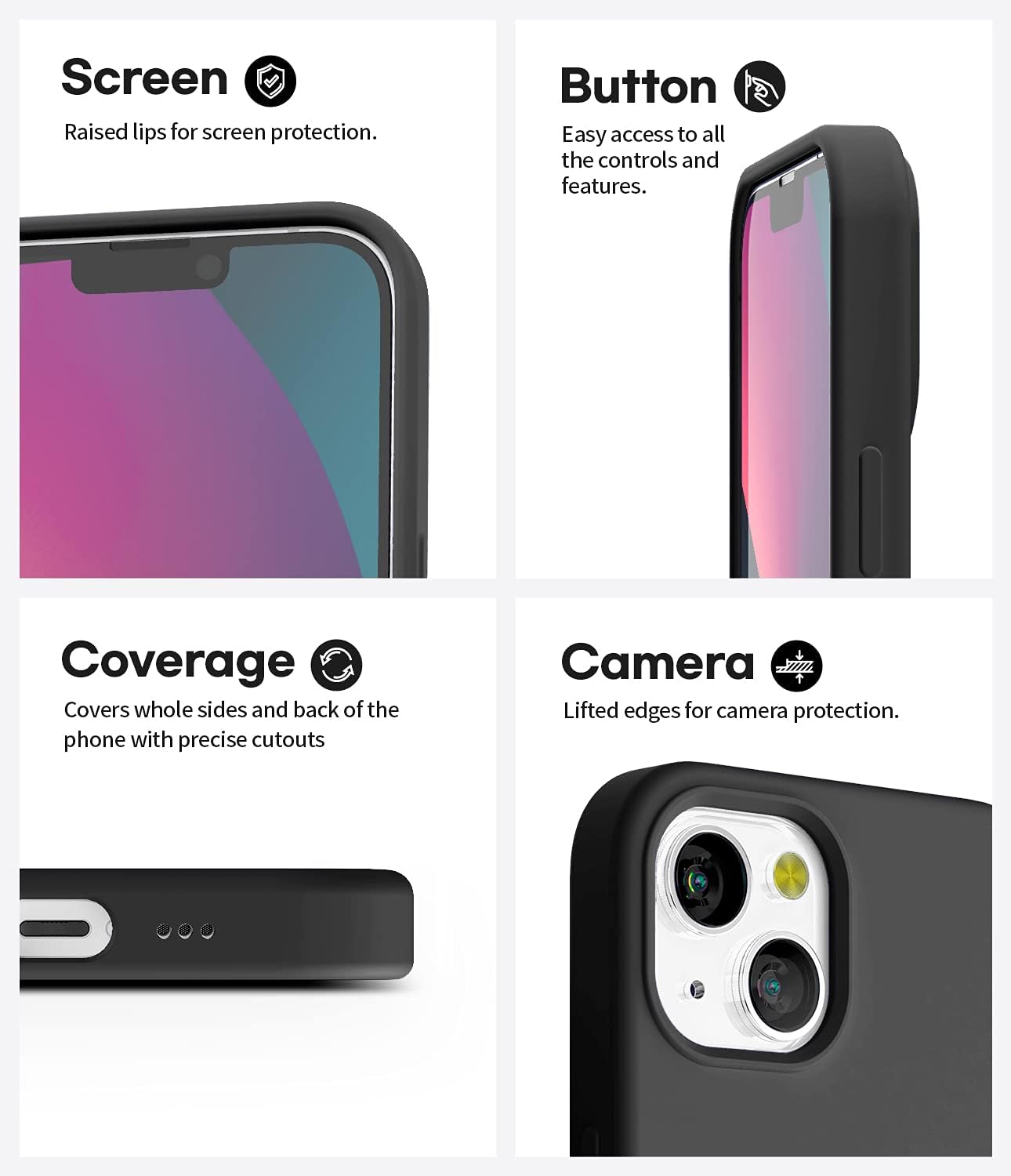 GOOSPERY Funda de silicona líquida compatible con iPhone 13 Mini, suave al tacto, protección de cuerpo completo, a prueba de golpes, con forro de