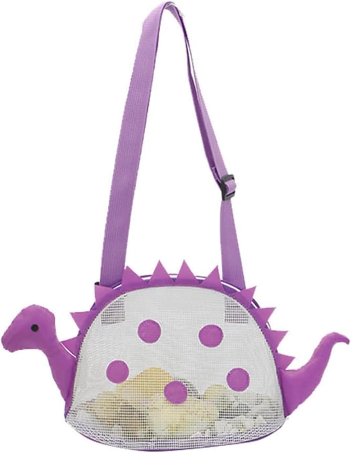 Bolsa de playa de malla para juguetes de playa, bolsa de recolección de conchas para niños, bolsa de juguetes de playa de dinosaurio para sostener