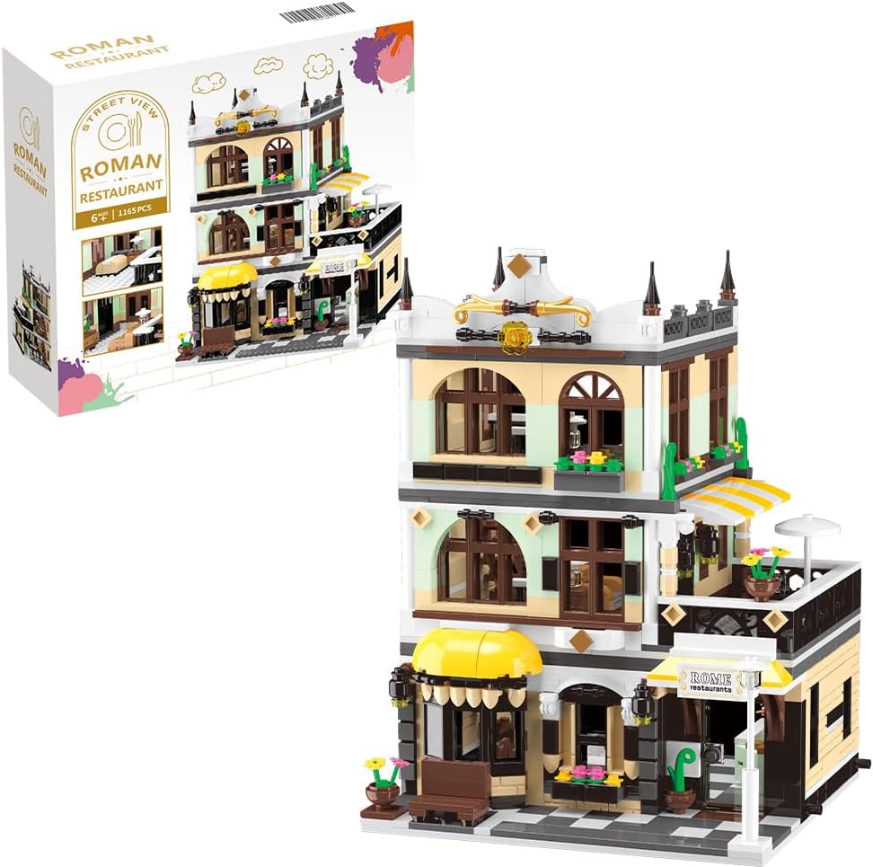 Mini juegos de construcción de restaurante urbano con LED, bloque de construcción de juguete de aprendizaje STEM para adultos, adolescentes, niños y