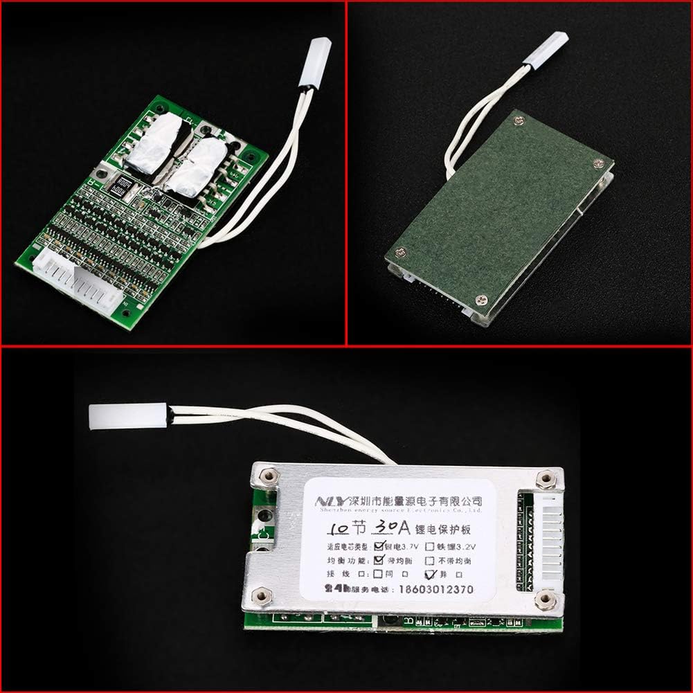 10S 36V 30A WEquilibrio Li-ion Batería de litio Junta de protección BMS PCB con función de equilibrio para coche eléctrico, asistente de energía