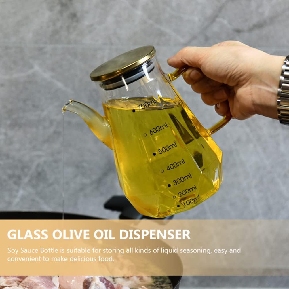 UPKOCH Botella dispensadora de aceite para freír, botella de aceite de vidrio con asa y tapa, dispensador de aceite y vinagre, contenedor de líquido