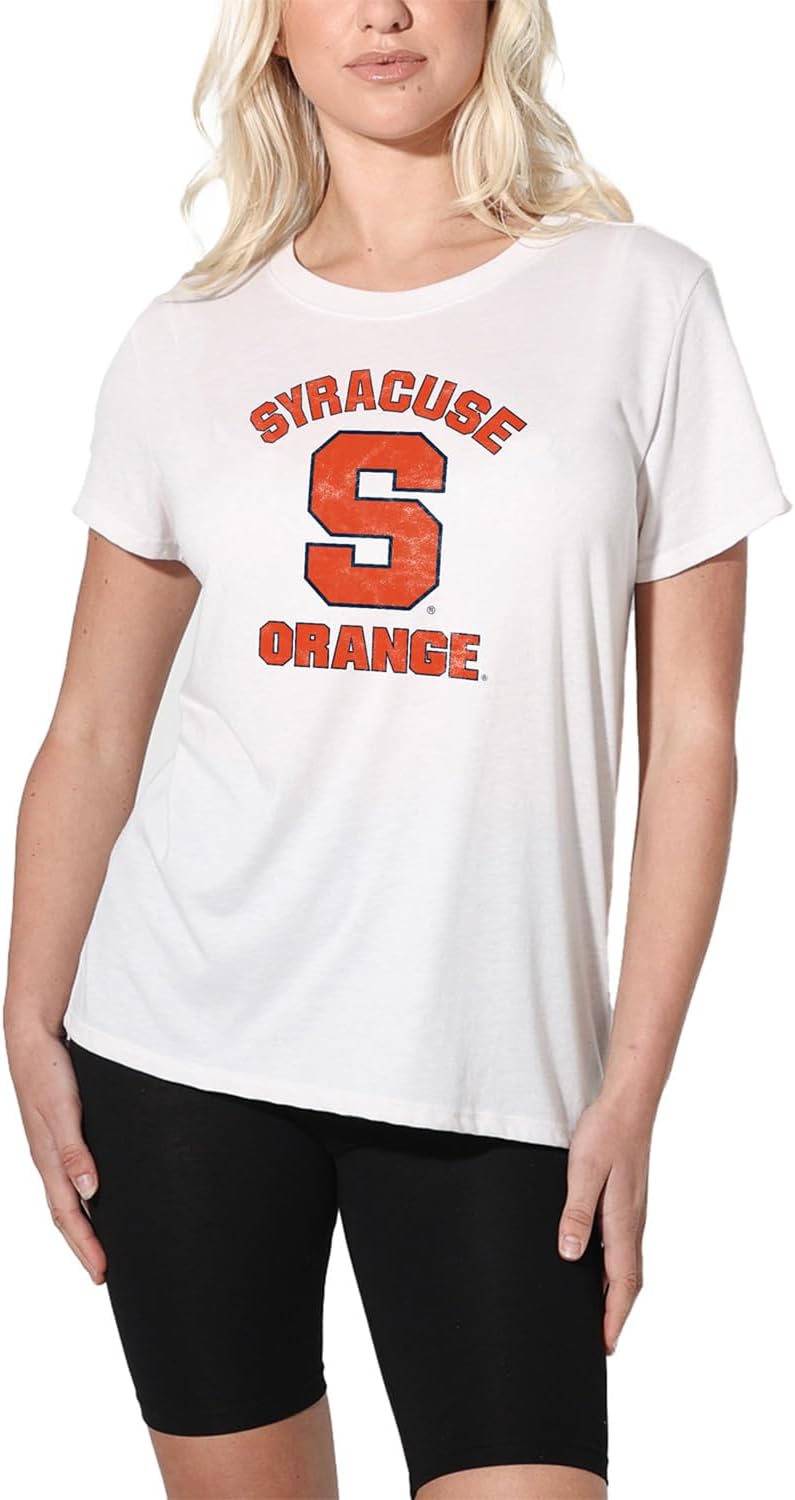 Colección oficial de camisetas sueltas con logotipo desgastado grande universitario, color blanco