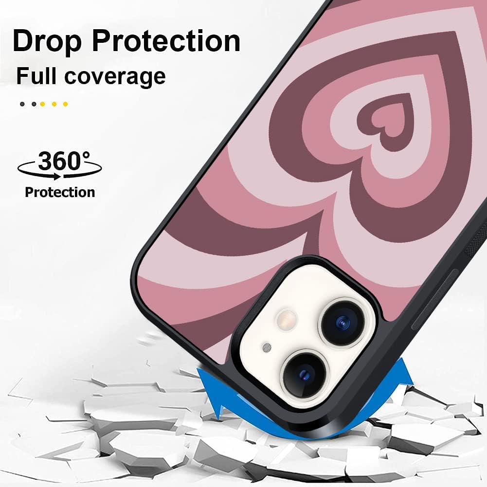 OOK Funda rígida para iPhone 11 de protección de absorción de golpes con diseño de corazón rosa, bonita banda de rodadura de neumáticos,
