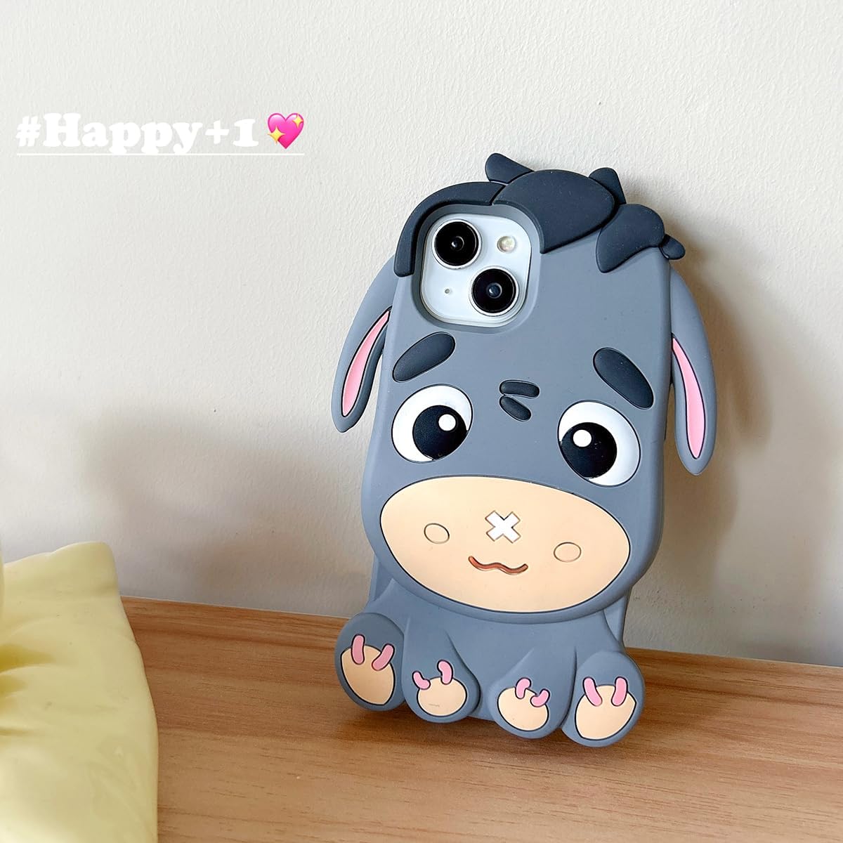 QoKcoahn Funda para iPhone 13 Pro Max, fundas 3D Kawaii para iPhone 13 Pro Max, diseño divertido y lindo de caricaturas de burro gris, funda de gel