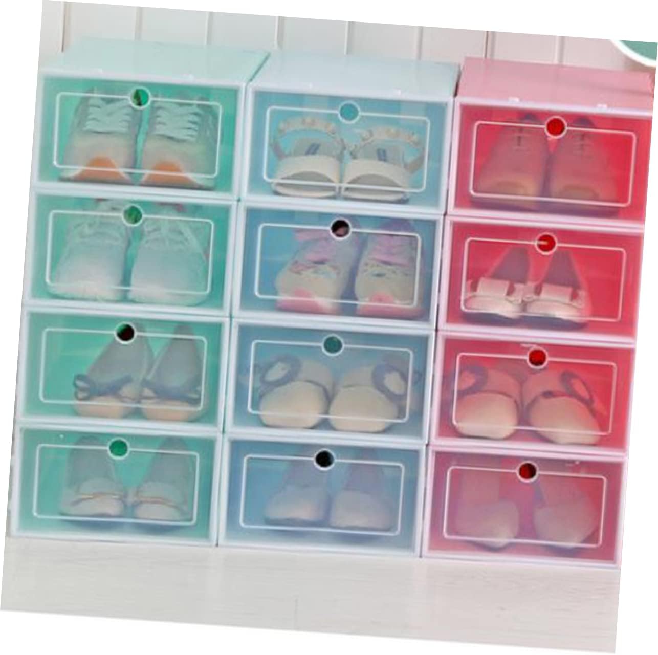 Cabilock Caja de 6 cajones de plástico para ropa, cajones colgantes para armario, caja de zapatos plegable con apertura frontal, contenedor de