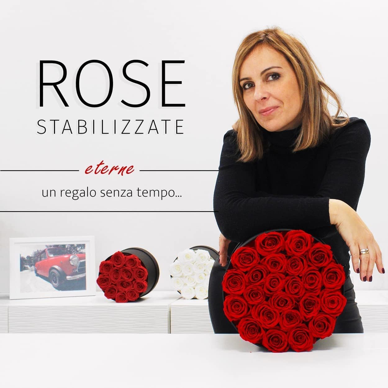 Tovotum Rosas preservadas para siempre en una caja, rosas 100% reales que duran hasta 3 años, flores preservadas para entrega de cumpleaños, regalos