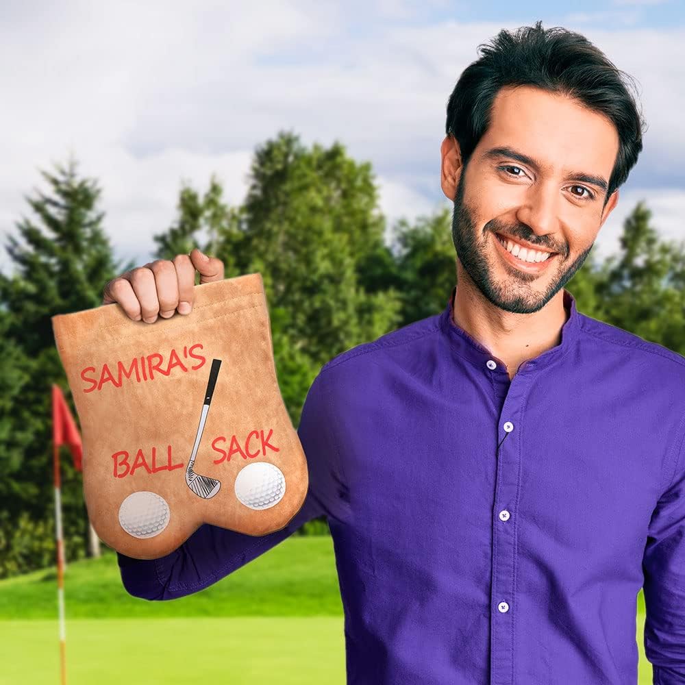 Bolsa de pelota de golf con nombre personalizado, bolsa divertida para pelotas de golf, regalos de golf para hombres, soporte portátil de franela