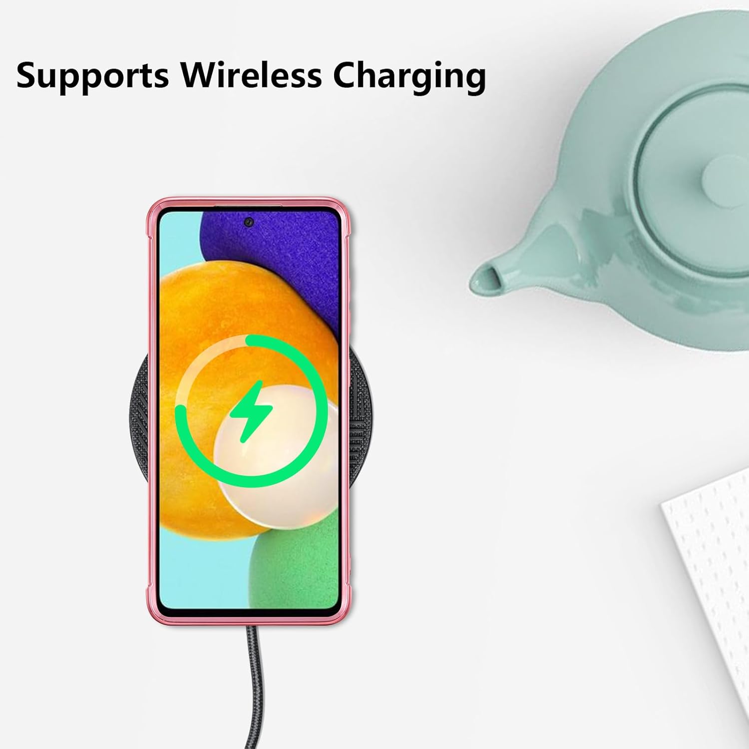 ZTOFERA Funda Samsung Galaxy A52A52S 5G, bonito borde chapado con patrón de corazones de amor con protección para lente de cámara, funda para Galaxy