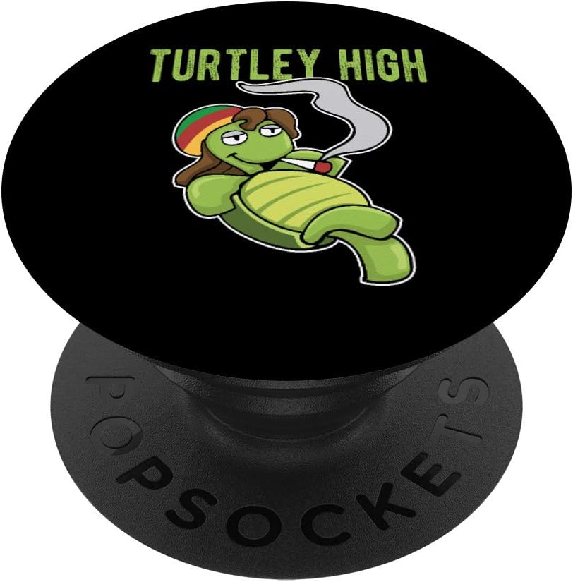 Weed Smoking Turtle Turtley High THC CBD Marihuana Stoner PopSockets – Soporte para teléfonos y tabletas, Negro