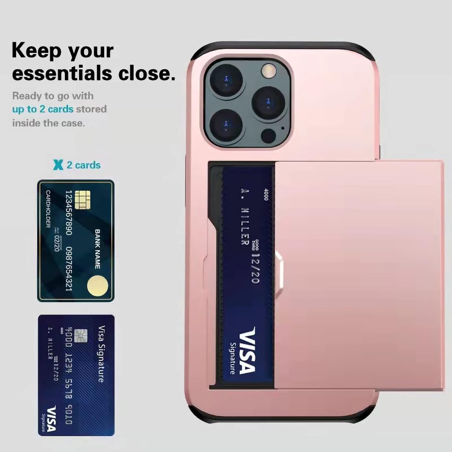 Funda híbrida compatible con iPhone 13 Pro, funda tipo cartera híbrida para iPhone, tarjetero, protección resistente, a prueba de golpes,