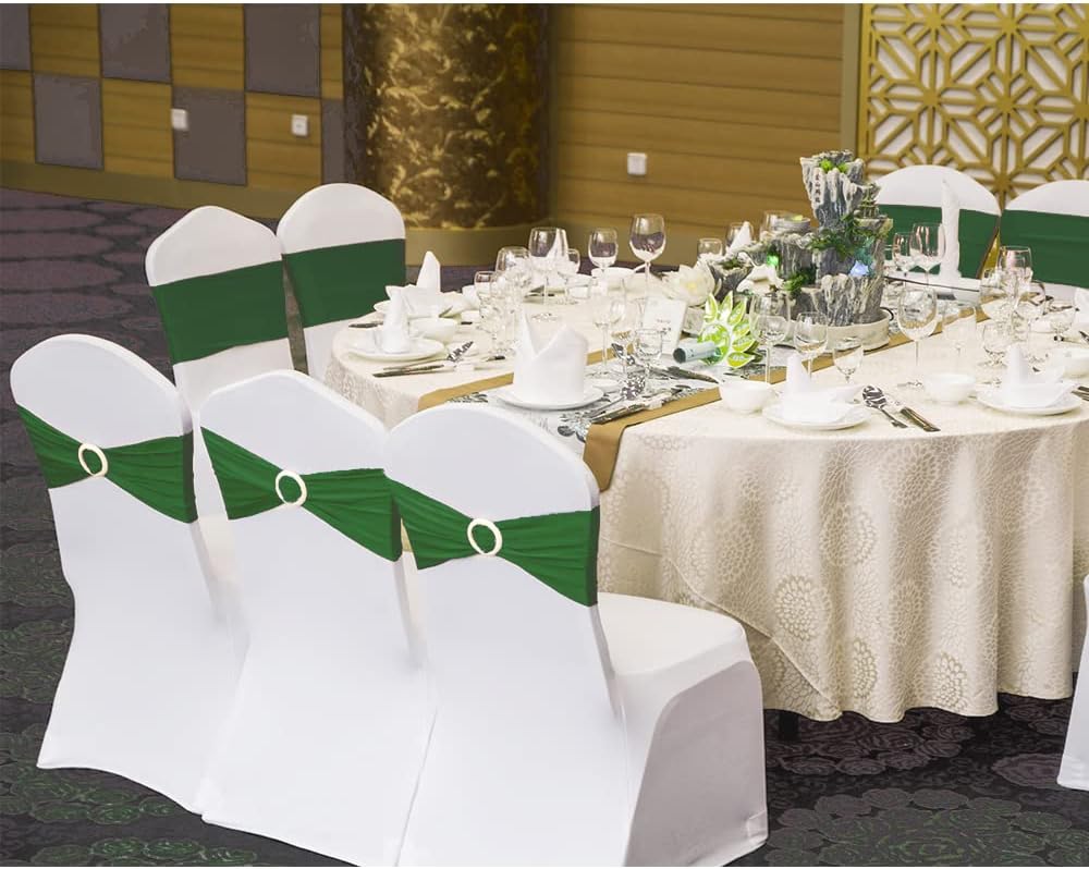 100 bandas elásticas de elastano verde salvia para sillas con hebillas, bandas deslizantes para silla, lazos para bodas, fiestas, banquetes,