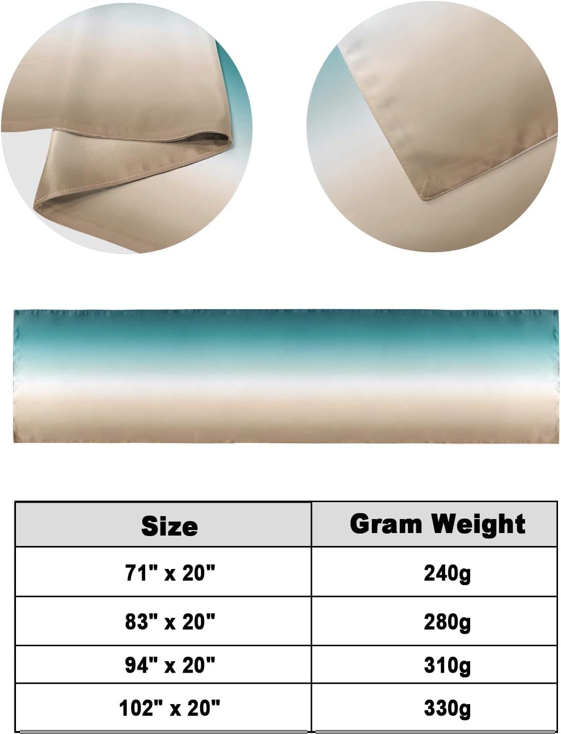 Smile Sunflower Bed Runner Scarf Teal Green Khaki Gradient Bedding Scarf Decorative Bed Runners Cover for Home Bedroom Hotel Wedding Room Bed Scarf