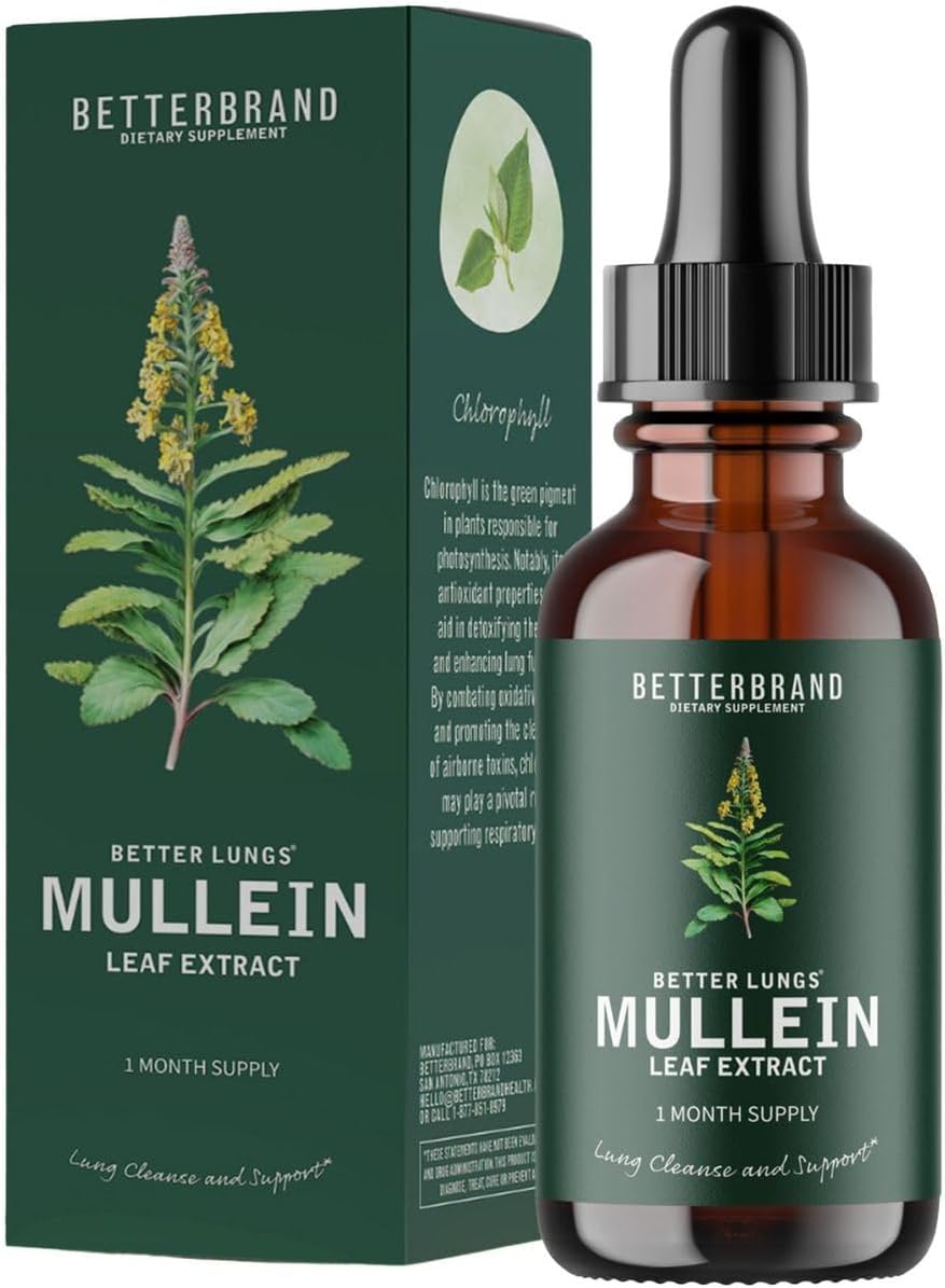 Betterbrand BetterLungs Extracto de hoja de gordolobo  Apoya la limpieza pulmonar y la función respiratoria para una respiración saludable