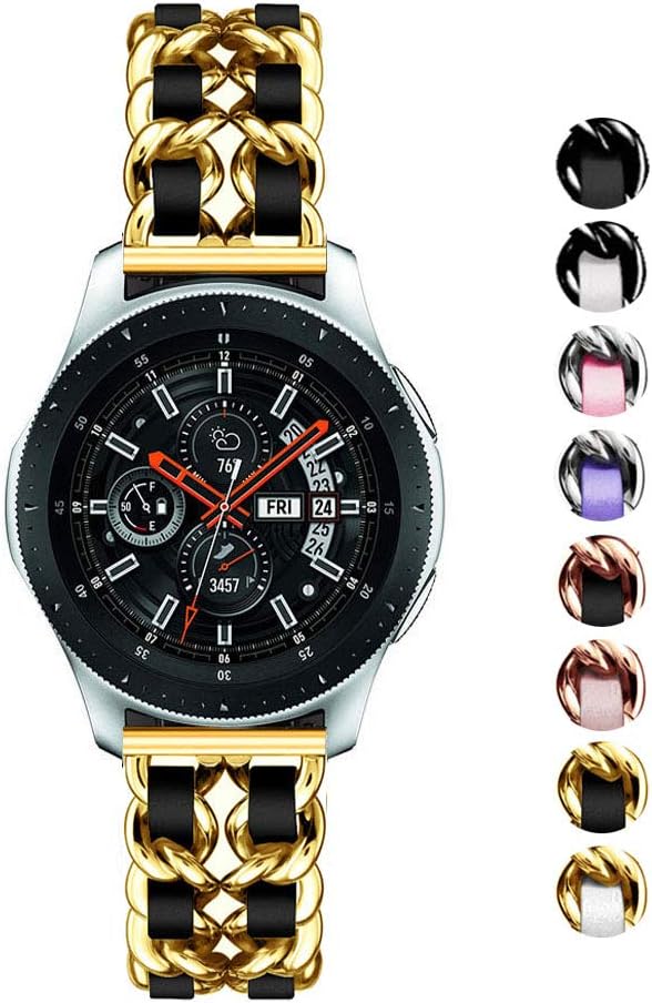 Correas compatibles con Galaxy Watch de 1.811in, correa de cadena de metal de acero inoxidable de 0.866in, repuesto para Samsung Gear S3