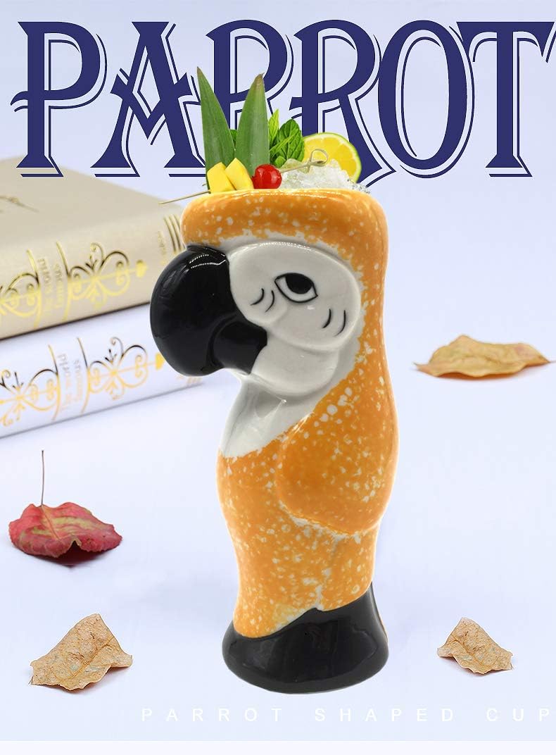 KIURENGT – Tazas Tiki – Taza de loro Tiki, 20 onzas, taza de cóctel para Mai Tai, ponche, piña colada y bebidas tropicales de bar