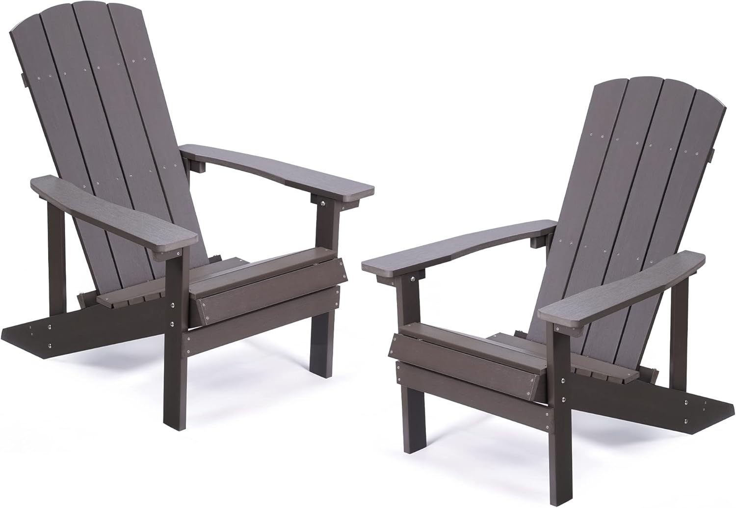 Aok Garden – Silla de jardín estilo Adirondack para patio, de madera resistente a la intemperie, muebles para césped y balcón, 2 unidades, color café