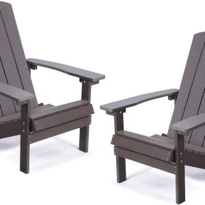 Aok Garden – Silla de jardín estilo Adirondack para patio, de madera resistente a la intemperie, muebles para césped y balcón, 2 unidades, color café Aok Garden – Silla de jardín estilo Adirondack para patio, de madera resistente a la intemperie, muebles para césped y balcón, 2 unidades, color café