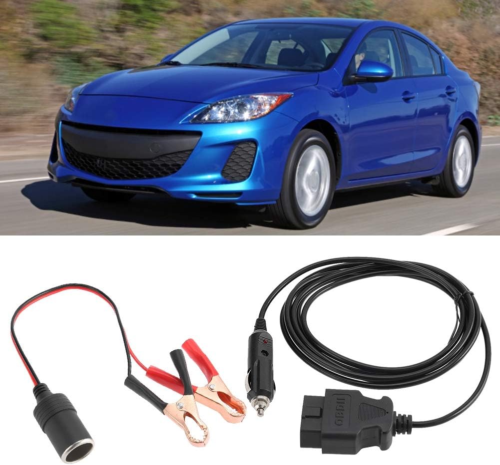 KIMISS Cable de fuente de alimentación de emergencia, OBD II para vehículo ECU de emergencia de 12 V, protector de memoria con clip