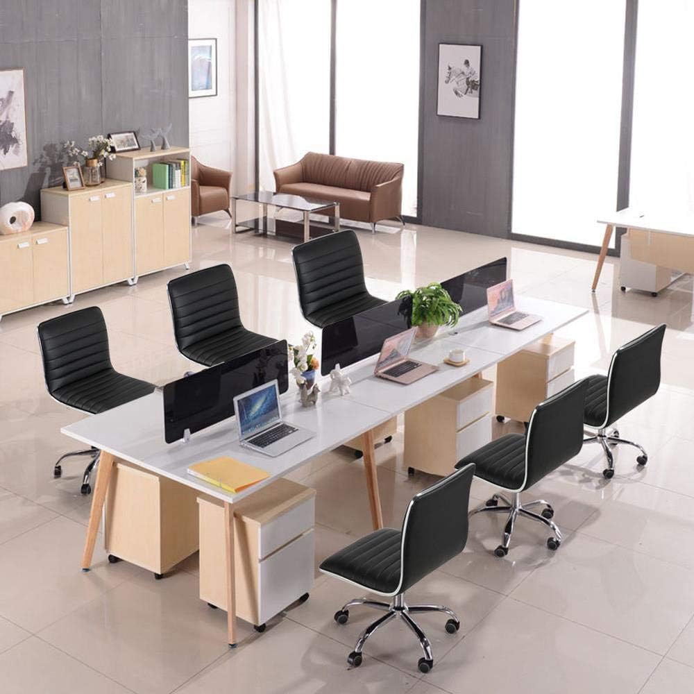Yaheetech Sillas ejecutivas de piel sintética con respaldo bajo, silla giratoria de oficina con ruedas, color negro