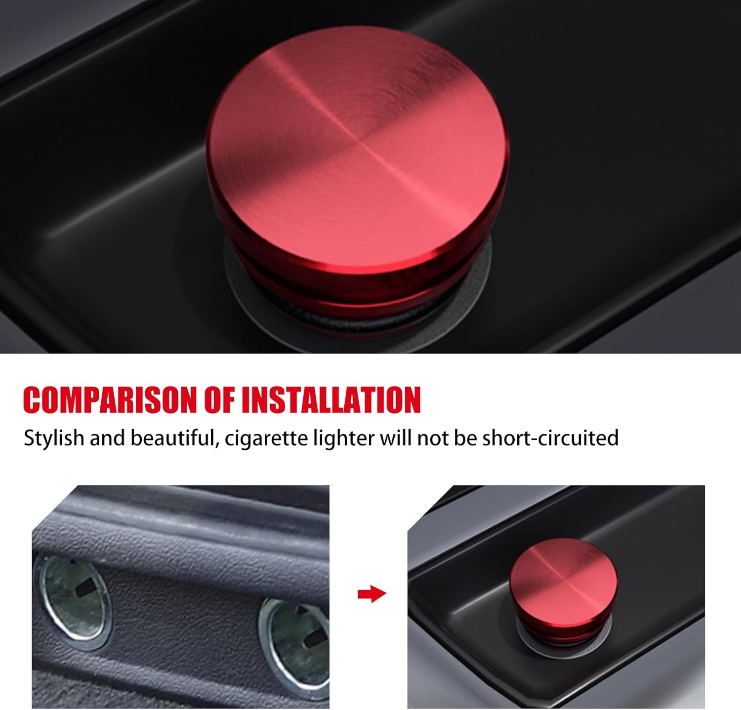 1 funda para encendedor de cigarrillos de automóvil, aleación de 0.68 x 1.1 pulgadas, anillo de goma antiaccidental, tapón sellado, accesorio