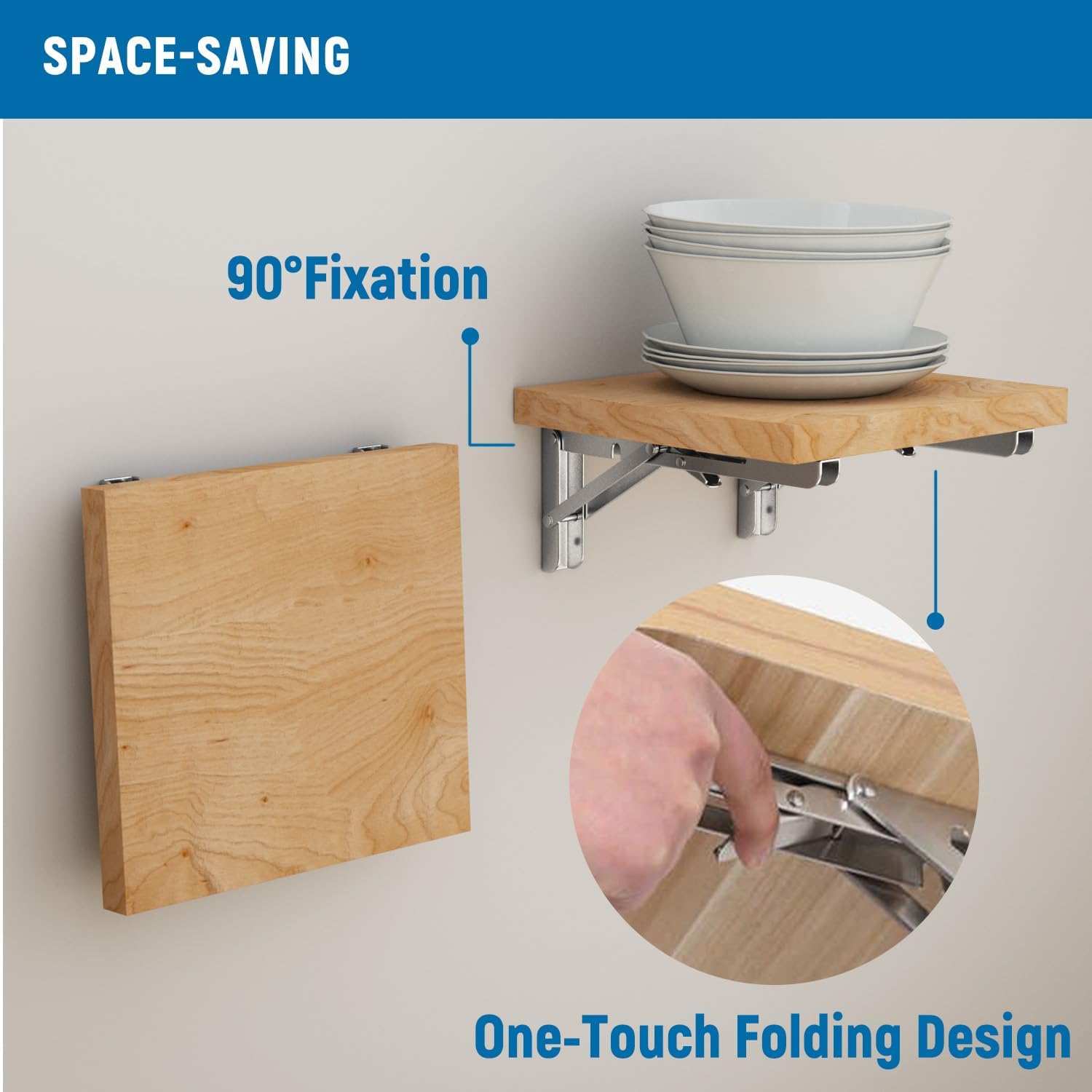 LEOPO Soportes plegables para estantes de 12 pulgadas, soporte de estante de acero inoxidable resistente para montaje en pared, paquete de 2