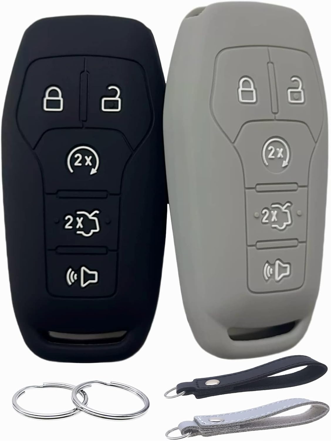 Funda de goma de silicona para llavero compatible con Ford Edge Explorer F-150 F-250 Super Duty F-350 Super Duty Fusion Mustang Lincoln MKX