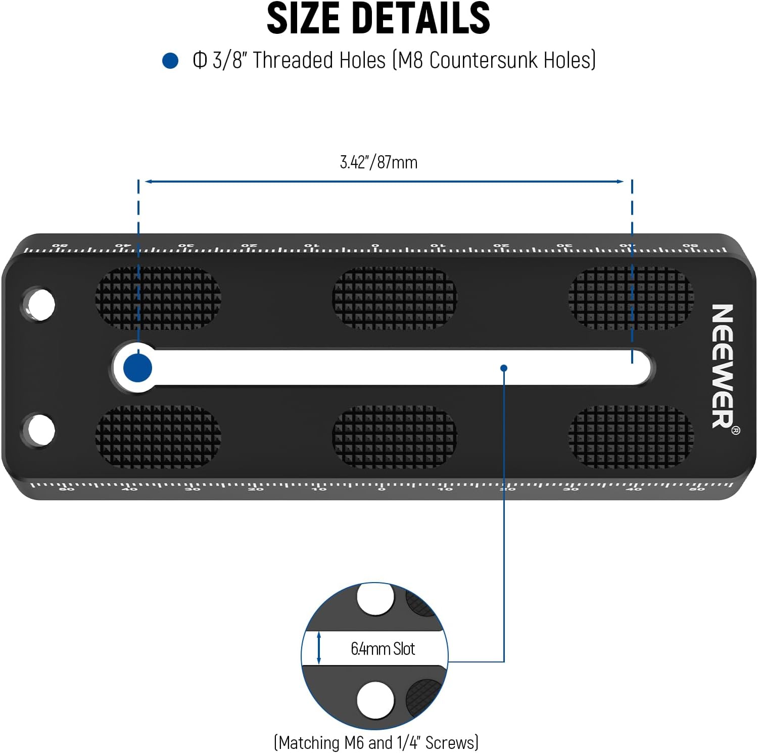 NEEWER 4.72″120mm Rail Bar Vixen Style Dovetail Plate, Metal Montaje Placa Sillín con 14″ 38″ D Anillo Tornillo para Telescopio Montaje Adaptador